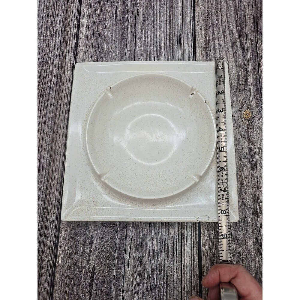 Vintage MCM Hyalyn Pottery Ashtray No. 45 Made In USA 8.2 MCM Cream Spotted - Picture 8 of 10
